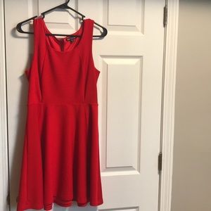 Express red ribbed dress.